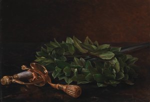 En Karde Med Laurbaerkrans by Johan Laurentz Jensen Oil Painting