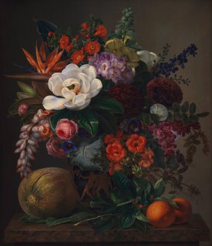 Flowers In A Vase by Johan Laurentz Jensen Oil Painting