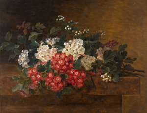 Still Life with Hawthorn Blossom by Johan Laurentz Jensen Oil Painting