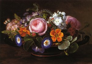 Still Life with Pink Peonies and Morning Glories