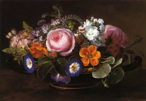 Still Life with Pink Peonies and Morning Glories painting by Johan Laurentz Jensen
