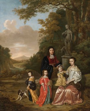 A Group Portrait Of The Loth Family In A Landscape by Johan Le Ducq Oil Painting