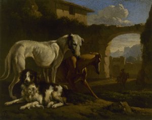Epagneul et levriers Oil painting by Johan Le Ducq