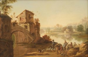 Landskab i italiensk maner by Johan Mandelberg Oil Painting