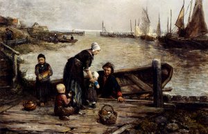 A Fisherman's Family, Marken by Johan Mari Ten Kate Oil Painting