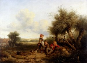 Little Gossips by Johan Mari Ten Kate Oil Painting