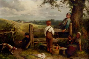 The Kite by Johan Mari Ten Kate - Oil Painting Reproduction