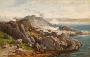 Burning of Sea Tangle by Johan Nielssen Oil Painting