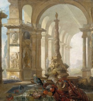 Landskap med palatsinteriOr by Johan Pasch Oil Painting