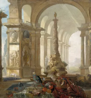 Landskap med palatsinteriOr by Johan Pasch Oil Painting