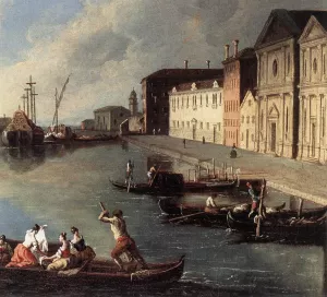 View of the Giudecca Canal Detail by Johan Richter - Oil Painting Reproduction