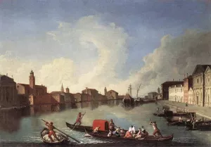 View of the Giudecca Canal by Johan Richter - Oil Painting Reproduction