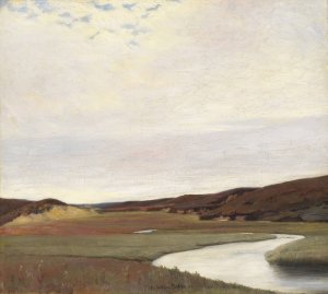 A Summer's Day by the River Karup, Jutland by Johan Rohde Oil Painting