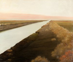 Ribe Stream by Johan Rohde Oil Painting