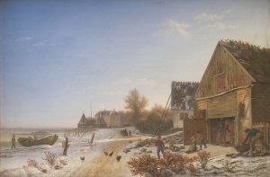 Strandvejen ved Vedbaek. Vintereftermiddag by Johan Stroe Oil Painting