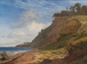 A Danish Coast. View from Kitnaes on Roskilde Fjord. Zealand Oil painting by Johan Thomas Lundbye