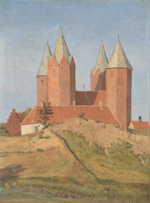 Kalundborg Church by Johan Thomas Lundbye Oil Painting