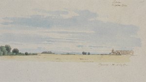 Udsigt over marker mod skove by Johan Thomas Lundbye Oil Painting