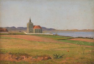 Vinderod Church near Frederiksvaerk by Johan Thomas Lundbye Oil Painting