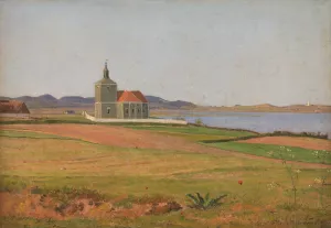 Vinderod Church near Frederiksvaerk Oil painting by Johan Thomas Lundbye