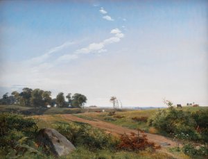 Zealand Landscape. Open Country in North Zealand Oil painting by Johan Thomas Lundbye