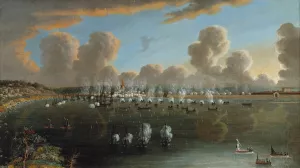 Slaget vid Fredrikshamn den 15 maj 1790 Oil painting by Johan Tietrich Schoultz