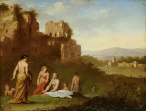 Nymphs Bathing by Johan Van Haensbergen Oil Painting