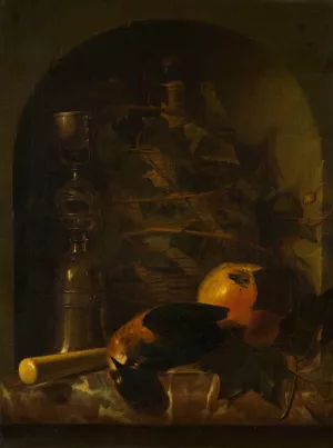 Still Life with a Wicker Jug by Johan Van Haensbergen Oil Painting