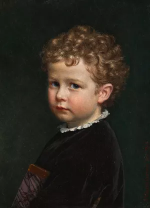 Boy with curly hair by Johan Vilhelm Gertner Oil Painting