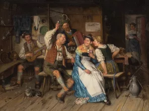 Happy crowd Oil painting by Johann Adalbert Heine