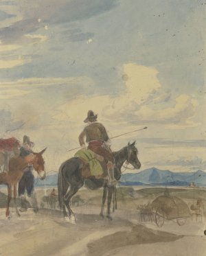 Bauer zu Pferde und Maultiertreiber aus der rOmischen Campagna by Johann Adam Klein Oil Painting
