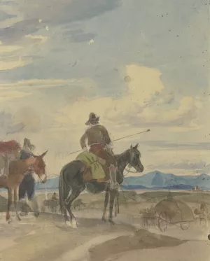 Bauer zu Pferde und Maultiertreiber aus der rOmischen Campagna by Johann Adam Klein Oil Painting