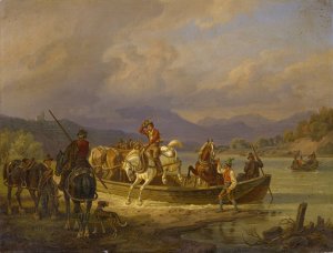 Riders Disembarking a Ship by Johann Adam Klein Oil Painting