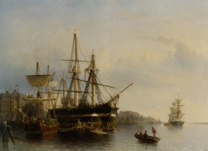 In the Harbor Oil painting by Johann Adolphe Rust