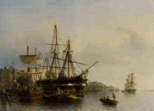 In the Harbor Oil painting by Johann Adolphe Rust