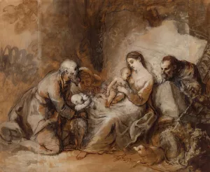 La Sainte Famille avec saint Jean-Baptiste, sainte Elisabeth et saint Zacharie by Johann Anton De Peters Oil Painting