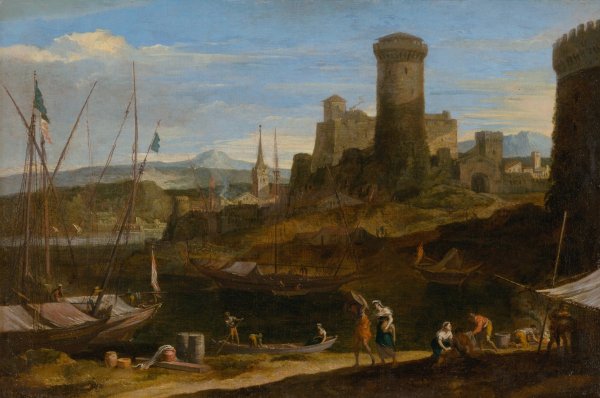 Seaside Landscape II.  by Johann Anton Eismann - Hand-Painted Oil Painting Reproduction