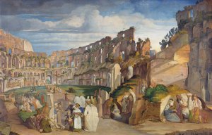Capuchin Sermon at the Colosseum of Rome by Johann Anton Ramboux Oil Painting