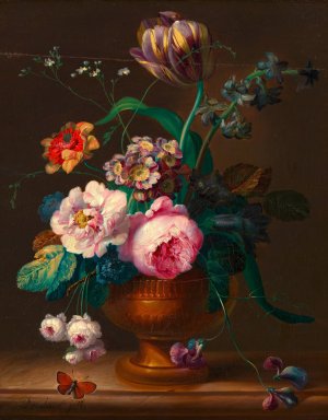 Blumenstillleben in Vase by Johann Baptist Drechsler Oil Painting