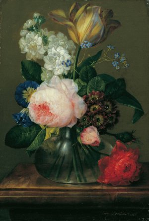 Kleines Blumenstillleben by Johann Baptist Drechsler Oil Painting