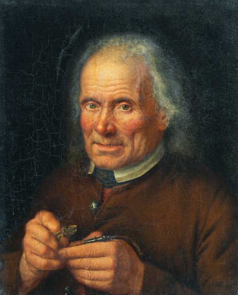 Main Product Photo of Alter Bauer, sein Pfeifchen stopfend  Painting by Johann Baptist Hochle