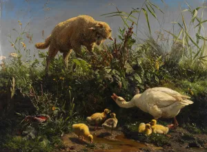 The peace-breaker by Johann Baptist Hofner Oil Painting