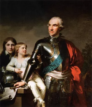 Count Stanislas Felix Potocki and His Two Sons painting by Johann Baptist Ii Lampi