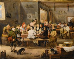 Tavern Scene Oil painting by Johann-Baptist Pflug