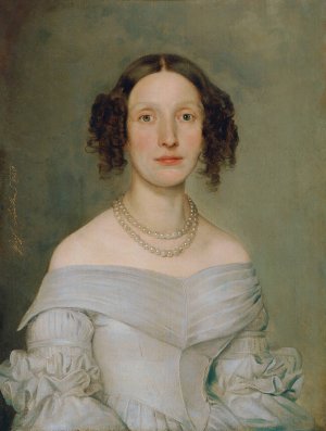 Dame in hellblauem Kleid by Johann Baptist Reiter Oil Painting