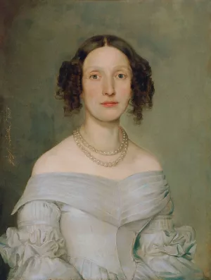 Dame in hellblauem Kleid Oil painting by Johann Baptist Reiter