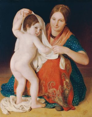 Das frische Hemd by Johann Baptist Reiter Oil Painting