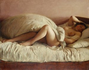 Schlummernde Frau by Johann Baptist Reiter Oil Painting