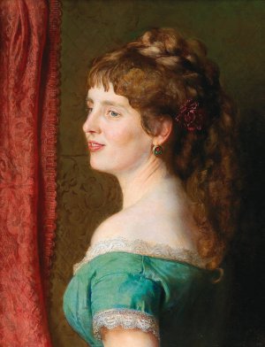 The Artist's Second Wife, Anna Josefa Theresia Brajer by Johann Baptist Reiter Oil Painting