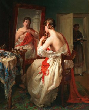 The Toilet by Johann Baptist Reiter Oil Painting